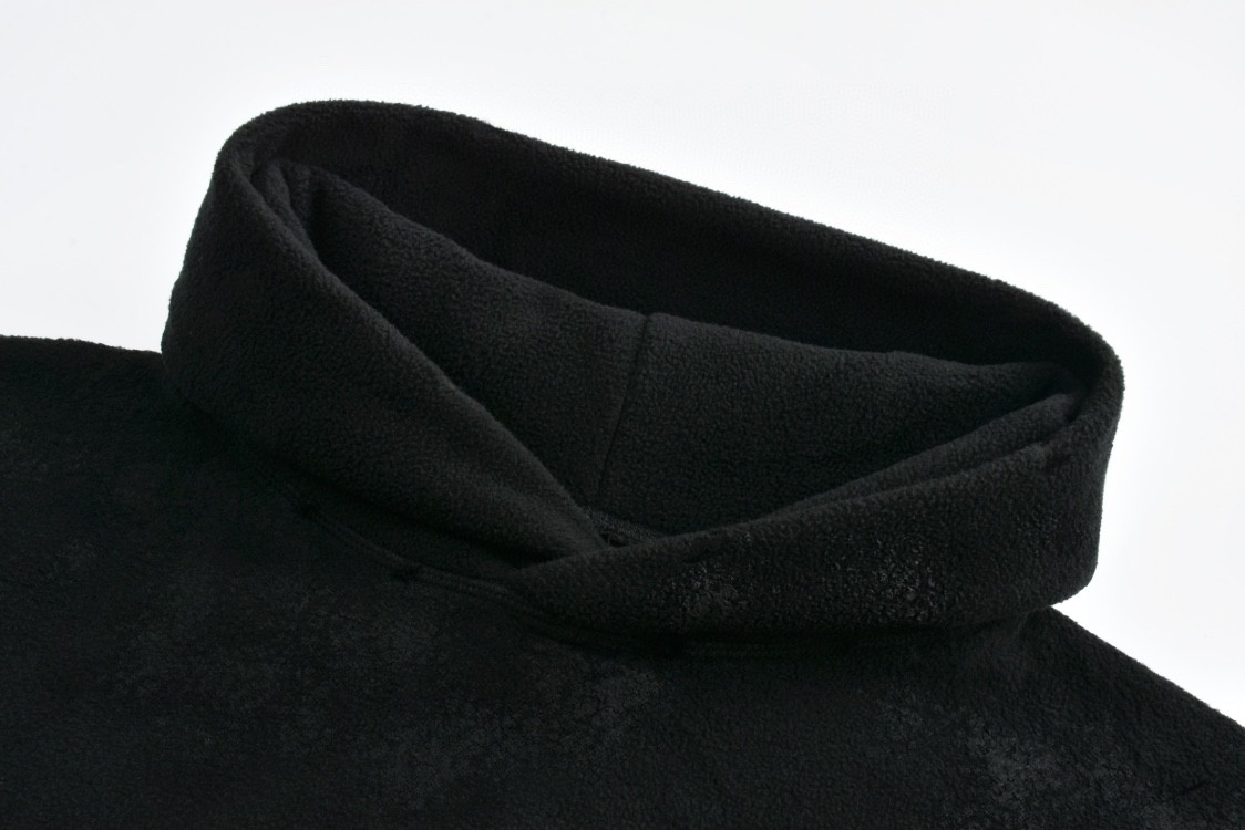 Balenciaga 巴黎世家 巴黎铁塔字母logo羊羔毛连帽卫衣 外套 长袖 黑色 744435TOVJ4-1000