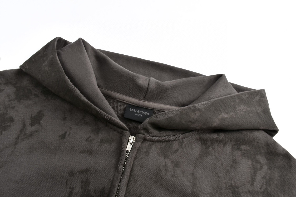 Balenciaga 巴黎世家 做旧遮挡刺绣字母logo拉链连帽卫衣 外套 长袖 720424TNVK51227