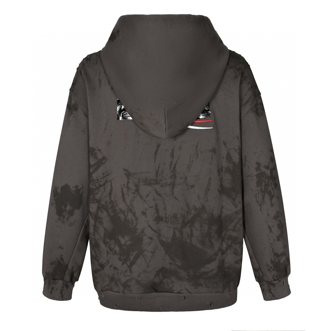 Balenciaga 巴黎世家 做旧遮挡刺绣字母logo拉链连帽卫衣 外套 长袖 720424TNVK51227