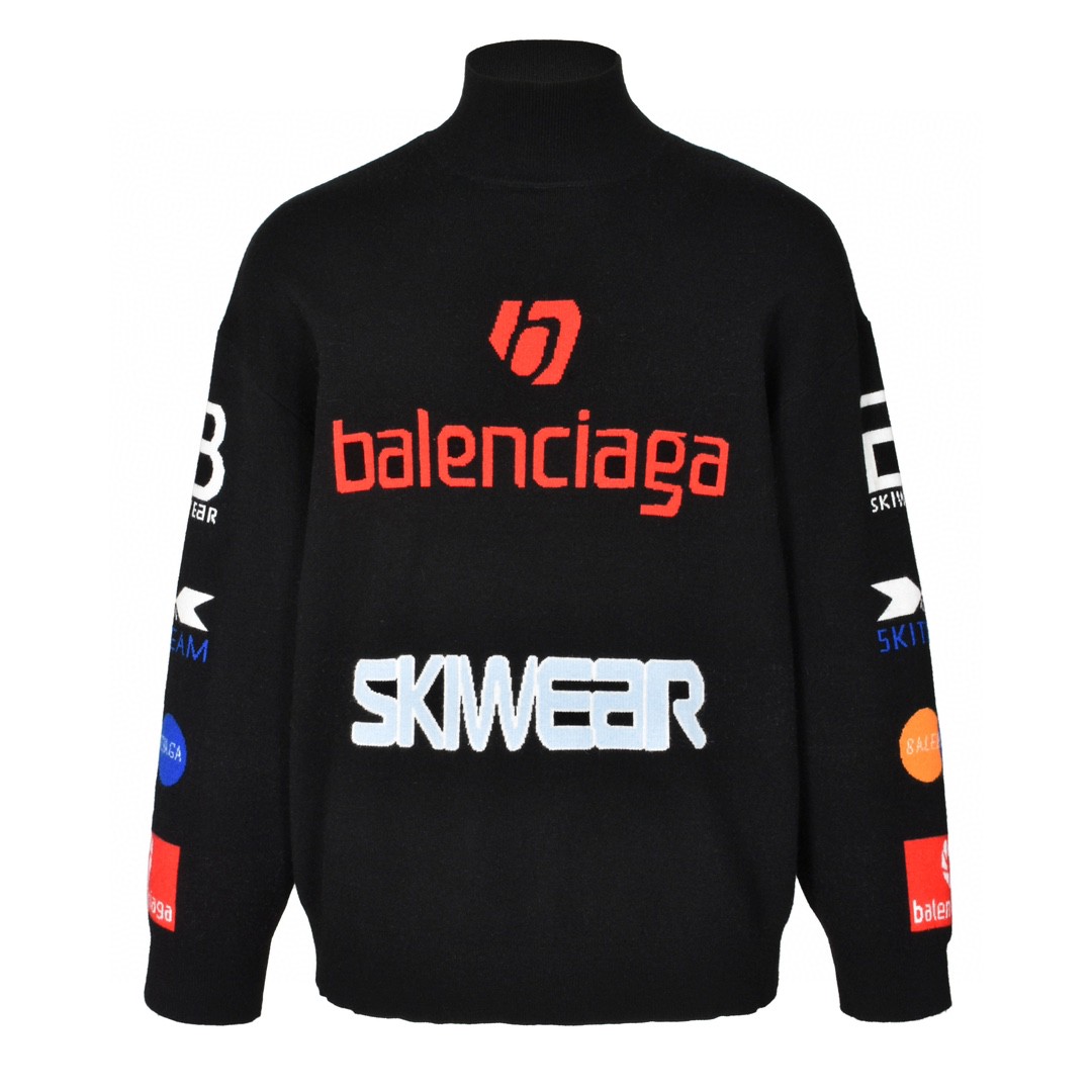 Balenciaga 巴黎世家 字母logo印花高领毛衣 长袖 秋冬 黑色 799917T16962771