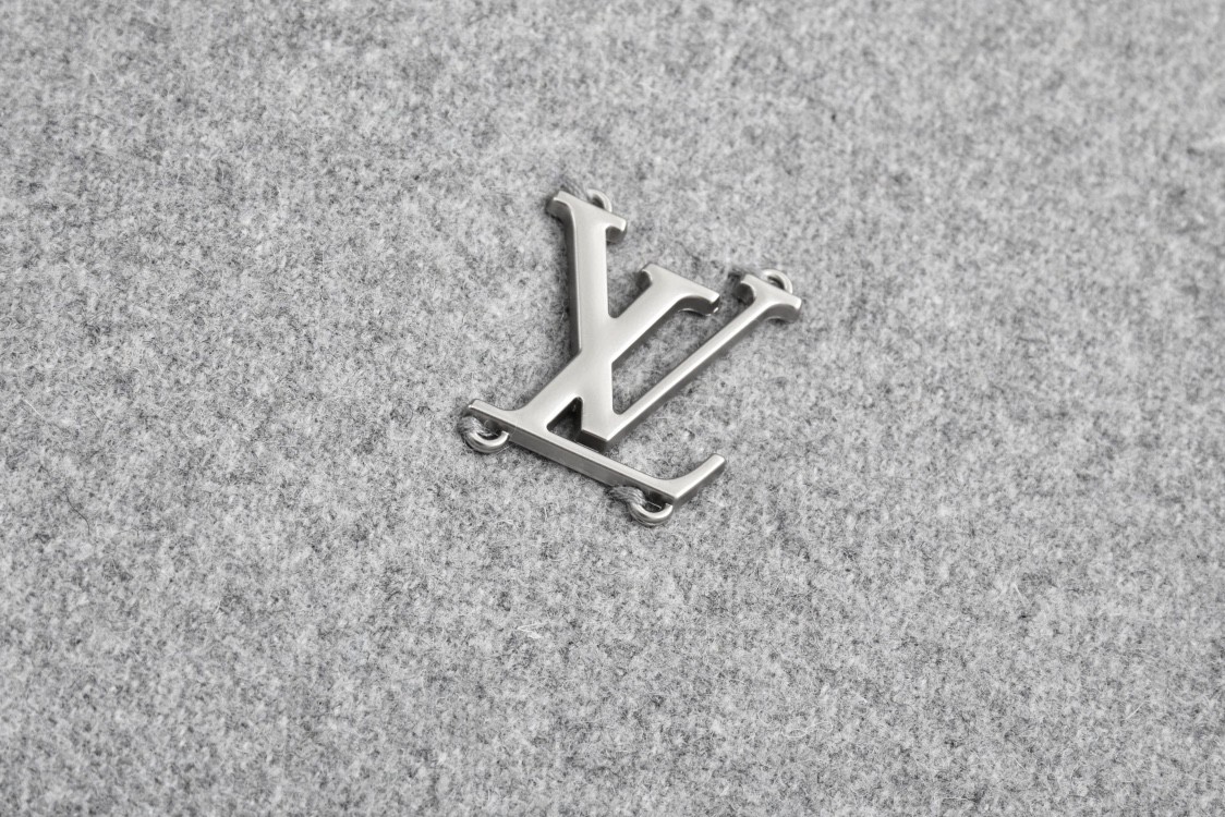 LOUIS VUITTON 路易威登 字母logo徽标羊毛混纺拉链连帽卫衣 长袖 灰色 1AFYBT