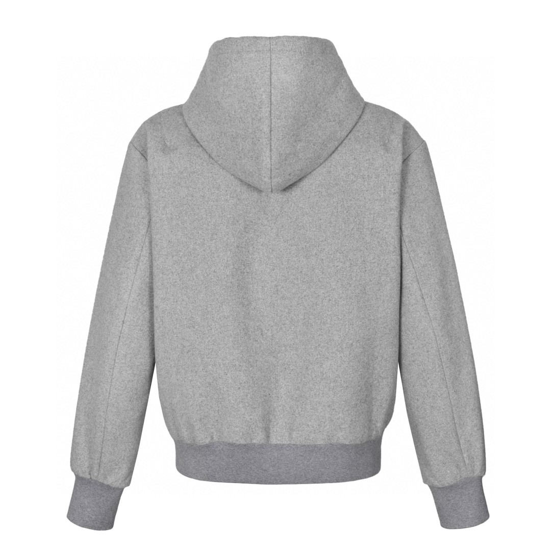 LOUIS VUITTON 路易威登 字母logo徽标羊毛混纺拉链连帽卫衣 长袖 灰色 1AFYBT