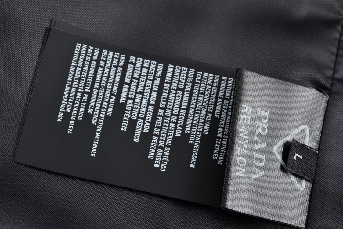 PRADA 普拉达 徽标尼龙菱格拉链棉服 夹克 外套 黑色 长袖