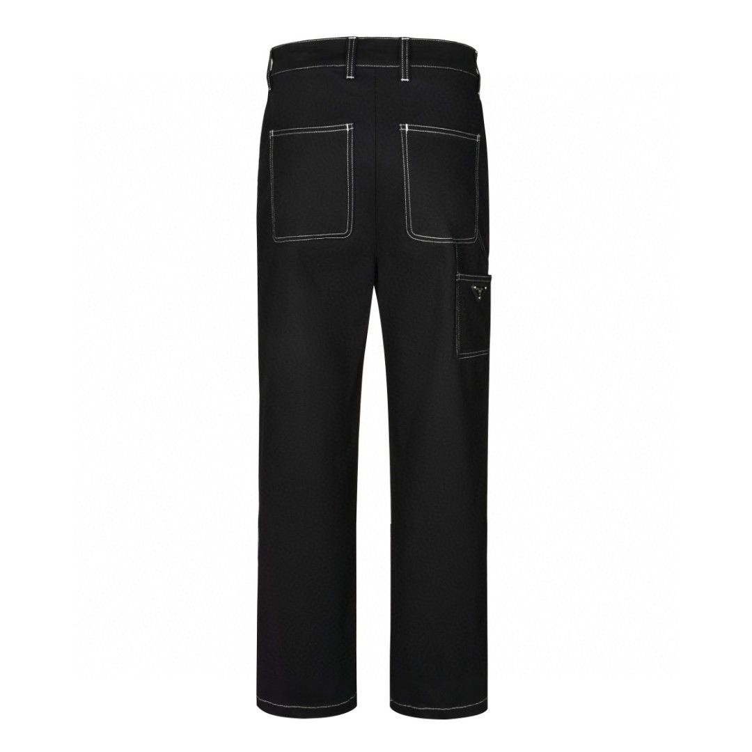 PRADA 普拉达 纯色三角标明线工装牛仔裤 长裤 裤子 黑色 SPH291-108I-F0002