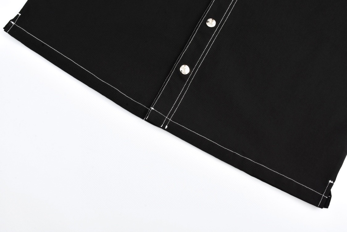 PRADA 普拉达 明线三角徽标牛仔外套 牛仔衬衫 夹克 黑色 长袖 SC696108IF0002