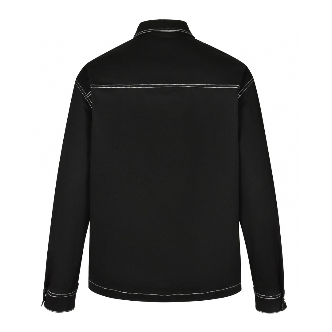 PRADA 普拉达 明线三角徽标牛仔外套 牛仔衬衫 夹克 黑色 长袖 SC696108IF0002