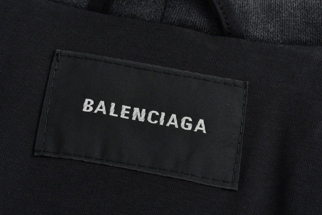 Balenciaga 巴黎世家 刺绣双环字母logo拉链连帽棉服 夹克 外套 长袖 黑色