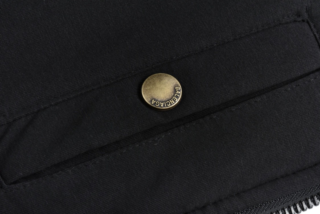 Balenciaga 巴黎世家 刺绣双环字母logo拉链连帽棉服 夹克 外套 长袖 黑色