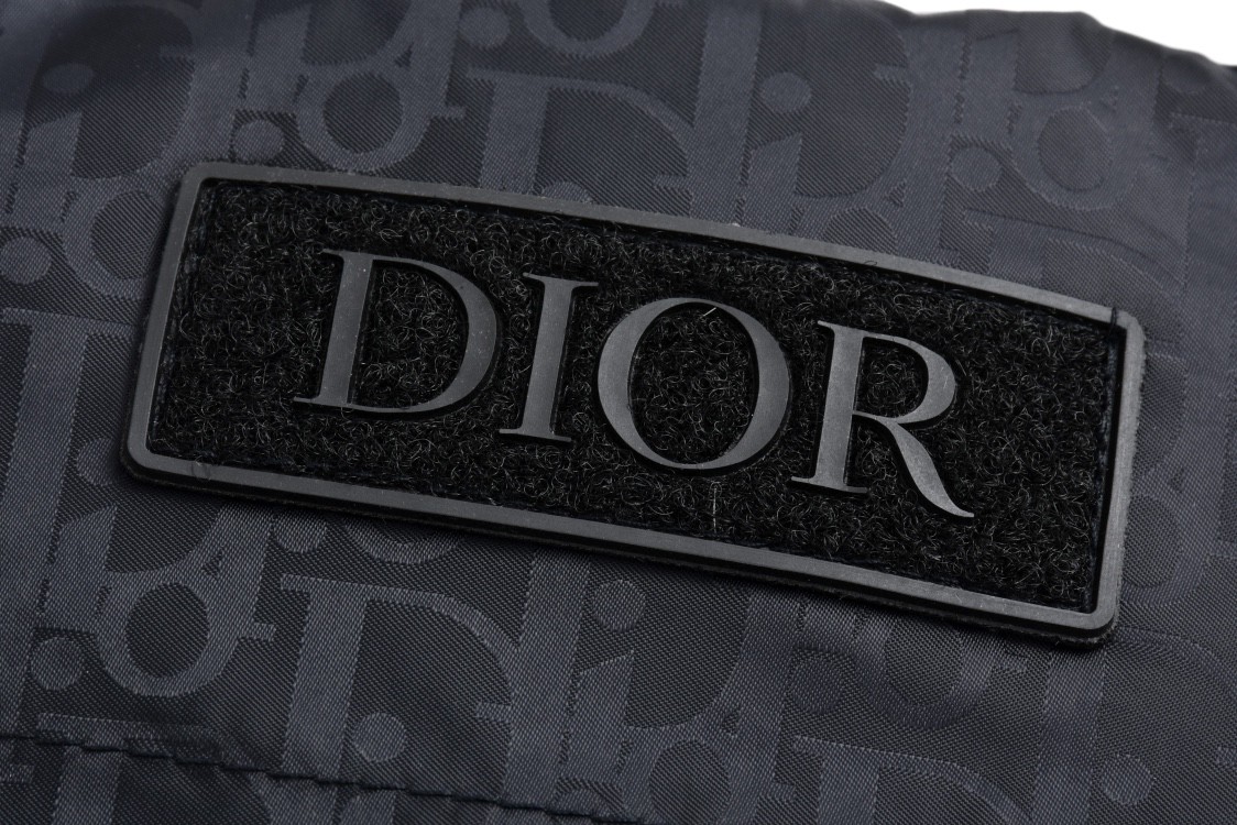 DIOR 迪奥 字母满印暗纹拉链羽绒服 外套 长袖 黑色 193C408A4462-C989