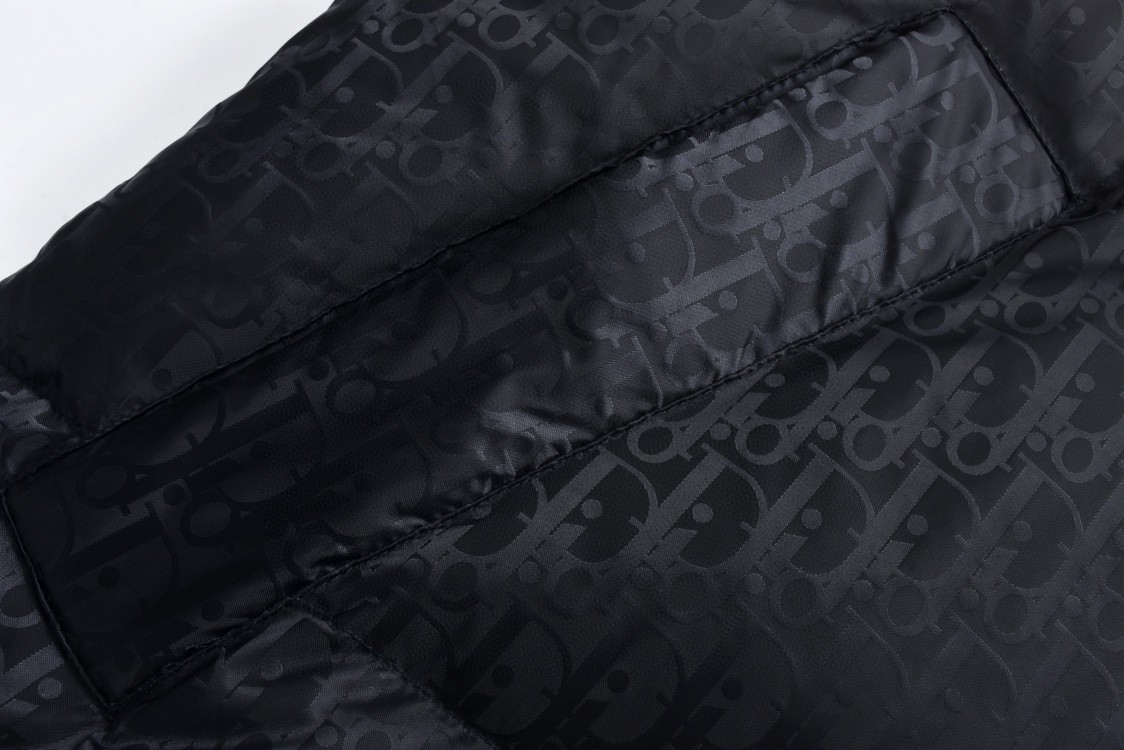 DIOR 迪奥 字母满印暗纹拉链羽绒服 外套 长袖 黑色 193C408A4462-C989