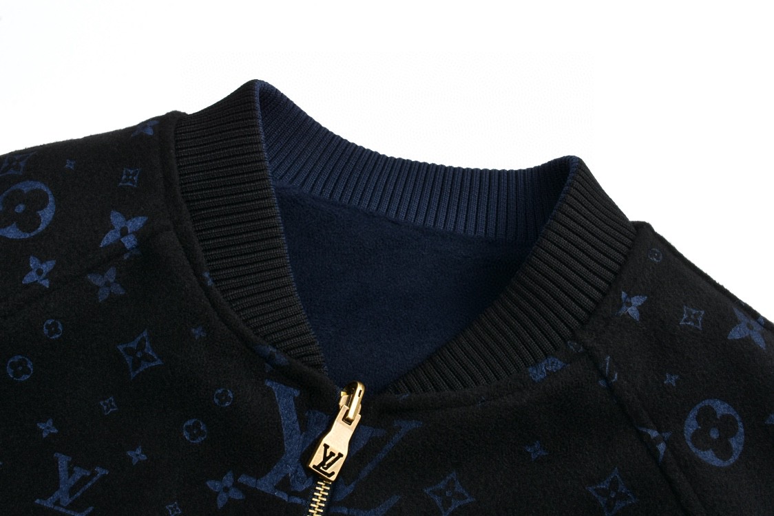 LOUIS VUITTON 路易威登 双面两穿羊毛毛呢拉链夹克 外套 长袖 蓝色 1AFVVS