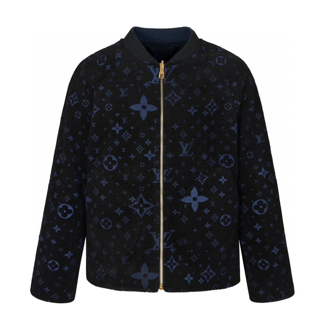 LOUIS VUITTON 路易威登 双面两穿羊毛毛呢拉链夹克 外套 长袖 蓝色 1AFVVS