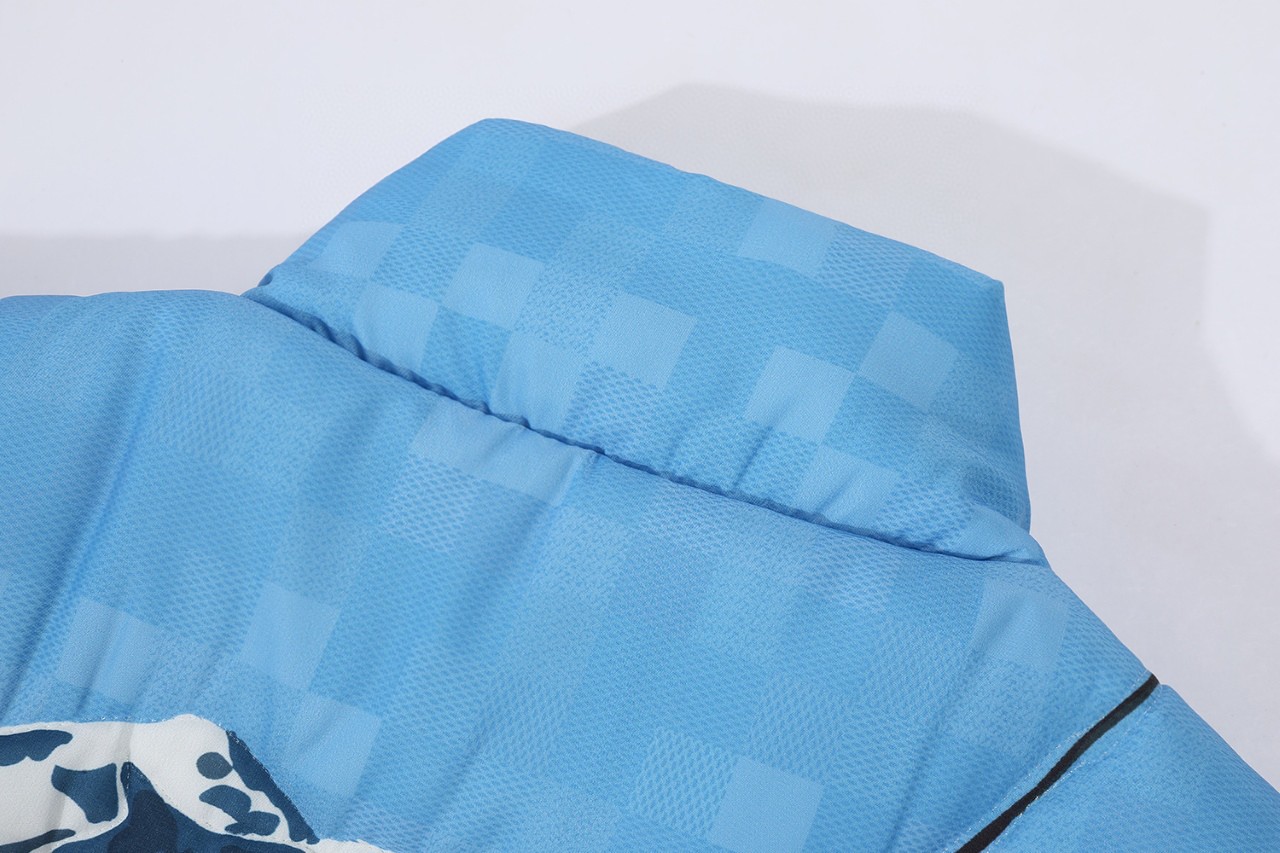 LOUIS VUITTON 路易威登 SKI滑雪系列 印花图案拉链立领背心棉服 马甲 夹克 外套 蓝色 1AGJR3