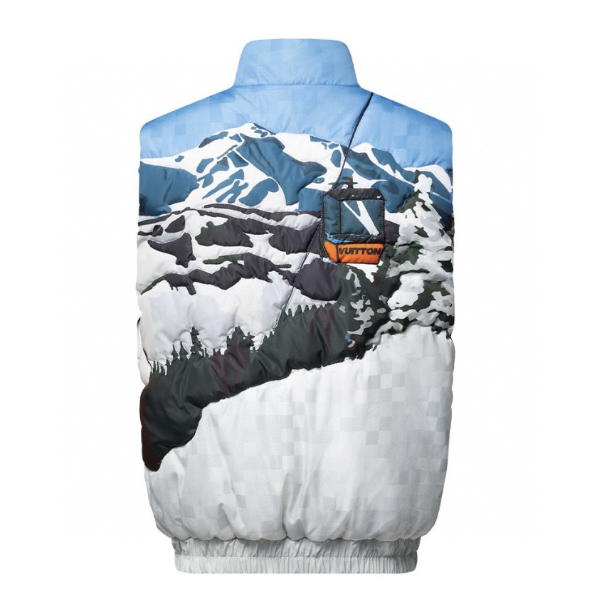 LOUIS VUITTON 路易威登 SKI滑雪系列 印花图案拉链立领背心棉服 马甲 夹克 外套 蓝色 1AGJR3