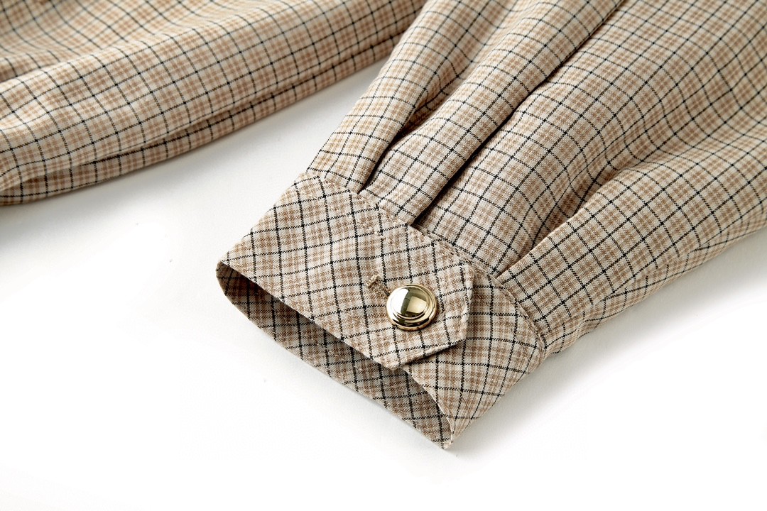 MIU MIU 缪缪 格纹字母logo徽标拉链夹克 外套 长袖 石灰岩色 ML943-14Q8-F0F6H-S-232