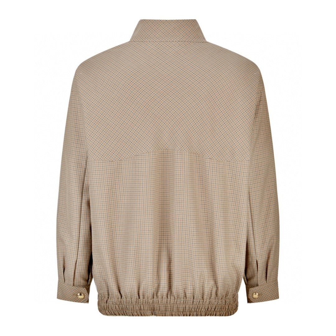 MIU MIU 缪缪 格纹字母logo徽标拉链夹克 外套 长袖 石灰岩色 ML943-14Q8-F0F6H-S-232