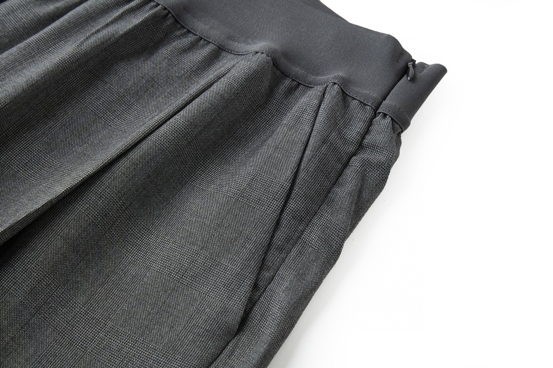 MIU MIU 格纹字母logo徽标羊毛休闲裤 阔腿裤 长裤 裤子 灰色 MP1702-15PO-F0480