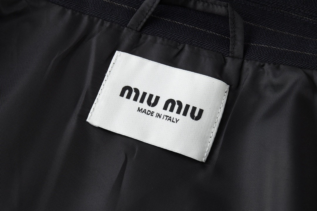 MIU MIU 缪缪 条纹字母logo徽标拉链夹克 外套 长袖 蓝色 ML1041-15MQ-F0008-S-OOO