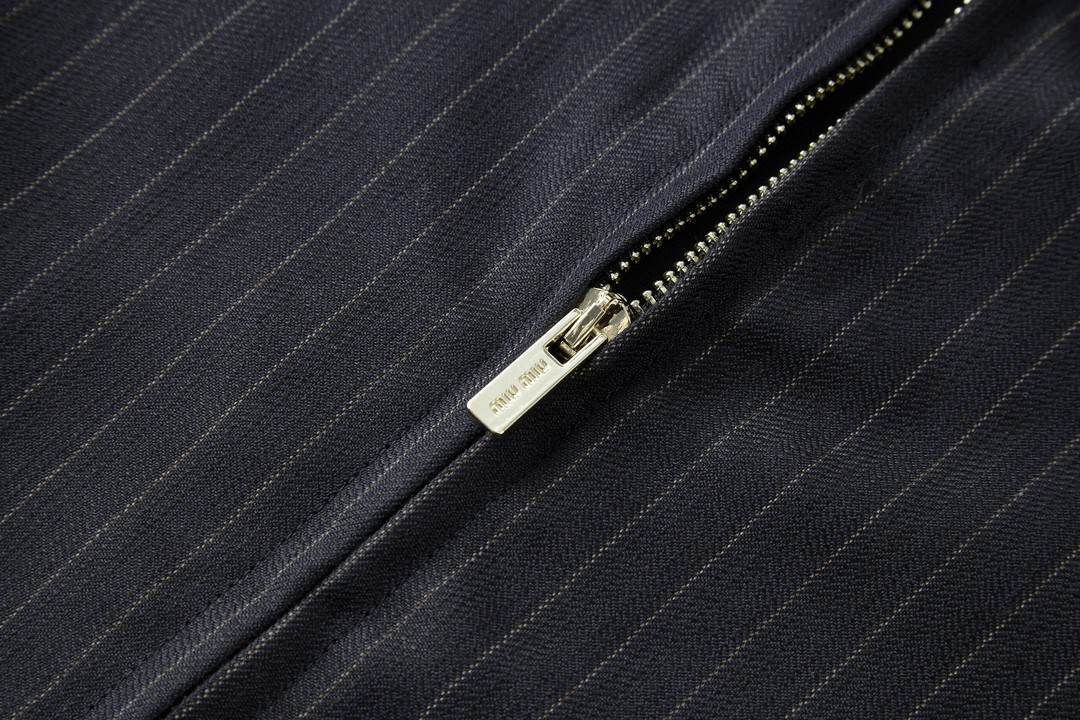 MIU MIU 缪缪 条纹字母logo徽标拉链夹克 外套 长袖 蓝色 ML1041-15MQ-F0008-S-OOO
