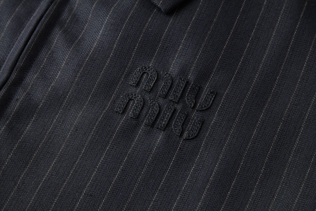 MIU MIU 缪缪 条纹字母logo徽标拉链夹克 外套 长袖 蓝色 ML1041-15MQ-F0008-S-OOO
