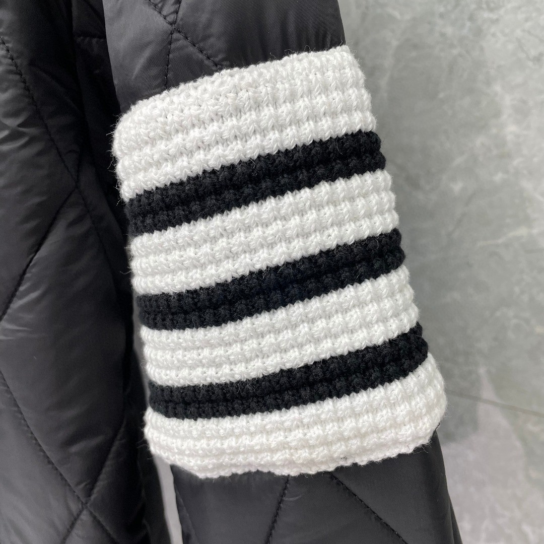 THOM BROWNE 白色四条杠拉链翻领棉服 外套 夹克 长袖 灰色 黑色