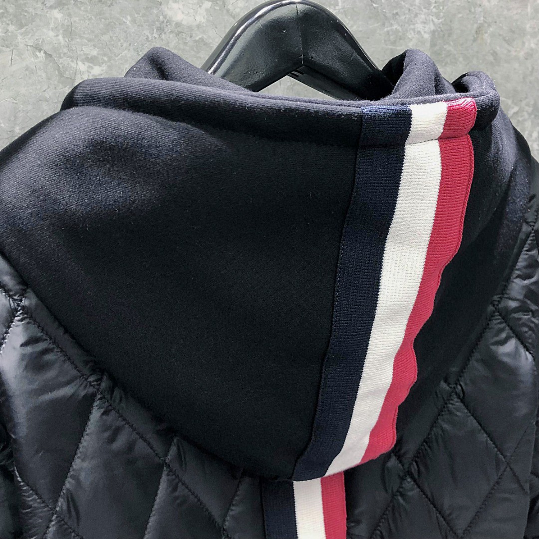 THOM BROWNE 背后织带拼接拉链连帽卫衣 棉服 外套 夹克 长袖 灰色 黑色