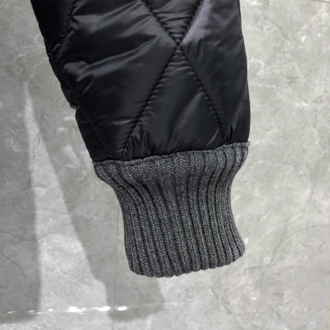 THOM BROWNE 背后织带拼接拉链连帽卫衣 棉服 外套 夹克 长袖 灰色 黑色