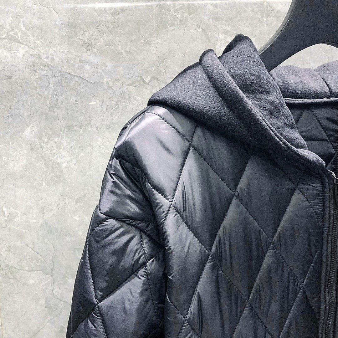 THOM BROWNE 背后织带拼接拉链连帽卫衣 棉服 外套 夹克 长袖 灰色 黑色