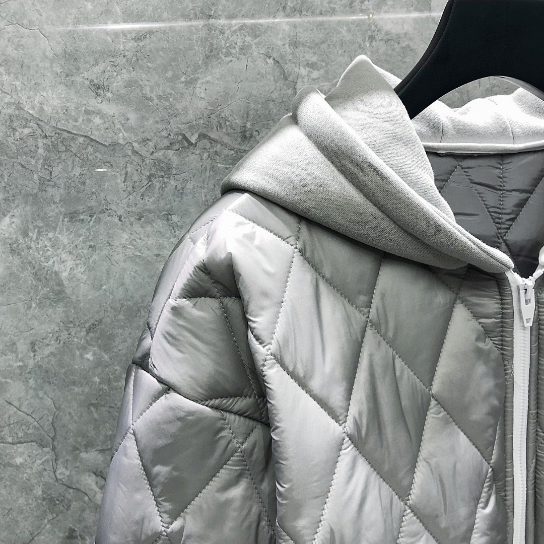 THOM BROWNE 背后织带拼接拉链连帽卫衣 棉服 外套 夹克 长袖 灰色 黑色