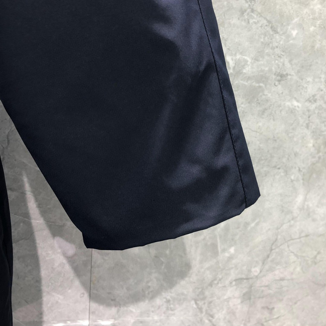 THOM BROWNE 白色四条杠连帽拉链长款羽绒服 外套 夹克 长袖 藏青色 灰色 07259670Navy