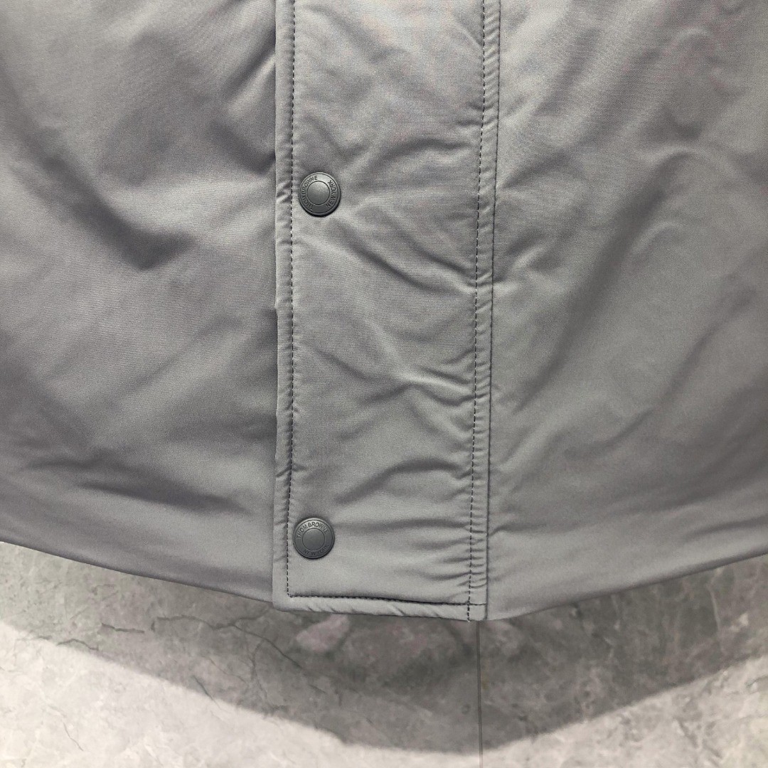 THOM BROWNE 白色四条杠连帽拉链长款羽绒服 外套 夹克 长袖 藏青色 灰色 07259670Navy