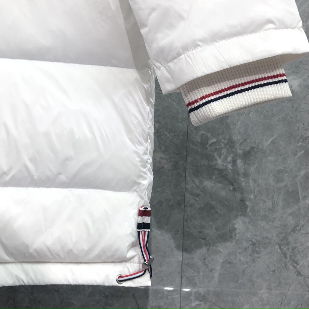 THOM BROWNE 四条杠连帽长款羽绒服 外套 夹克 长袖 藏青色 灰色 白色