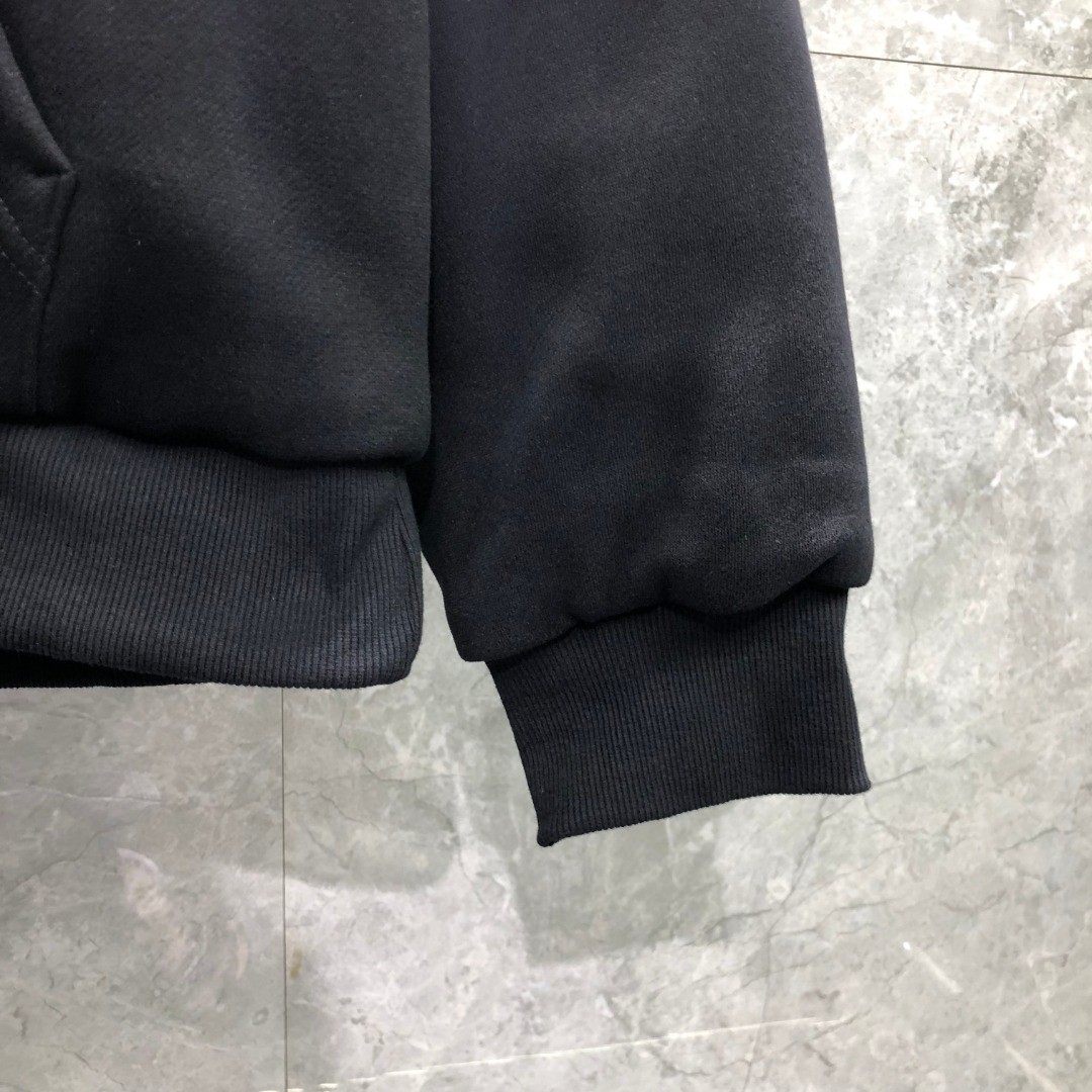 THOM BROWNE 针织条纹拼接连帽加绒卫衣 外套 长袖 黑色 卡其色