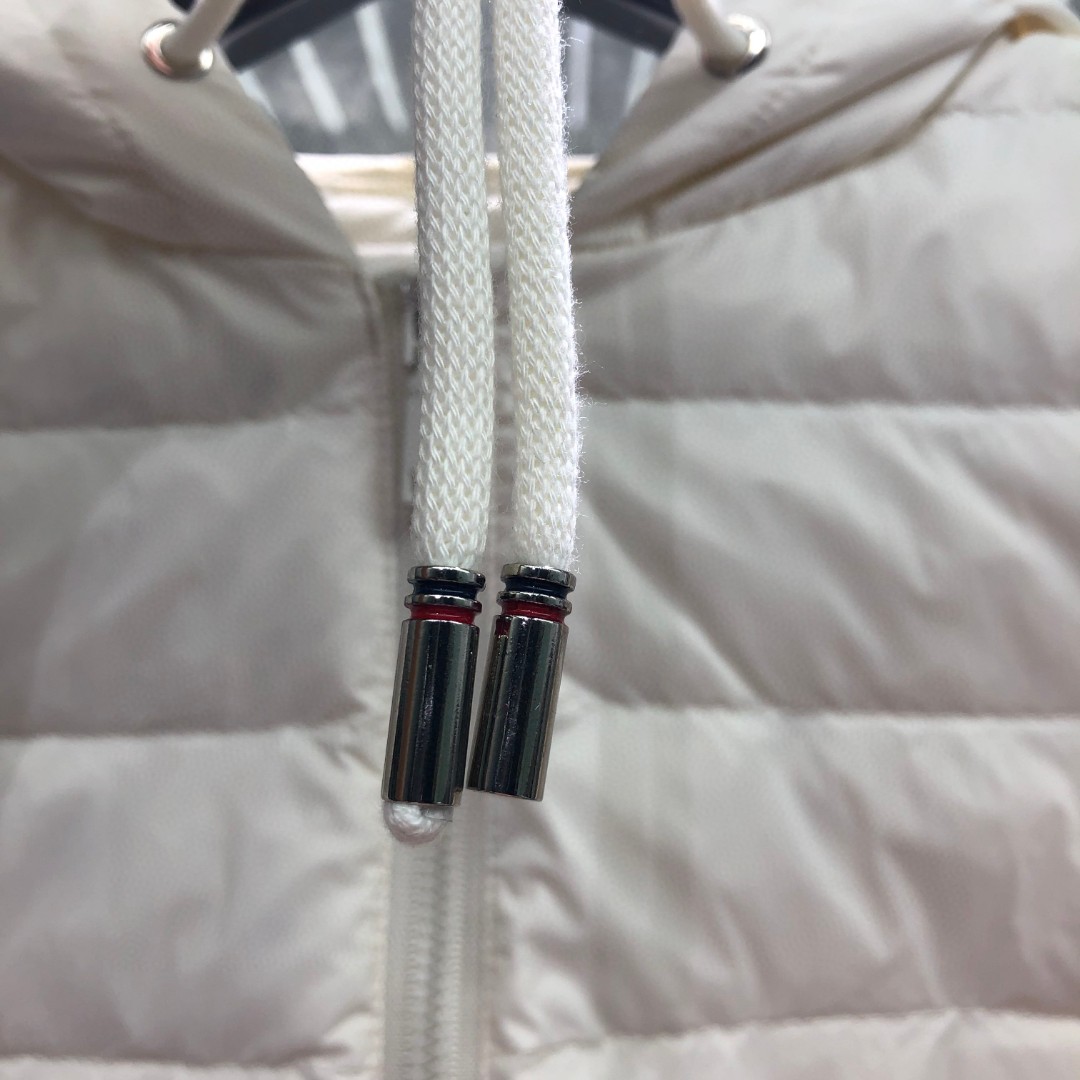 THOM BROWNE 羊毛针织拼接羽绒连帽拉链外套 夹克 长袖 女款 白色 灰色 黑色