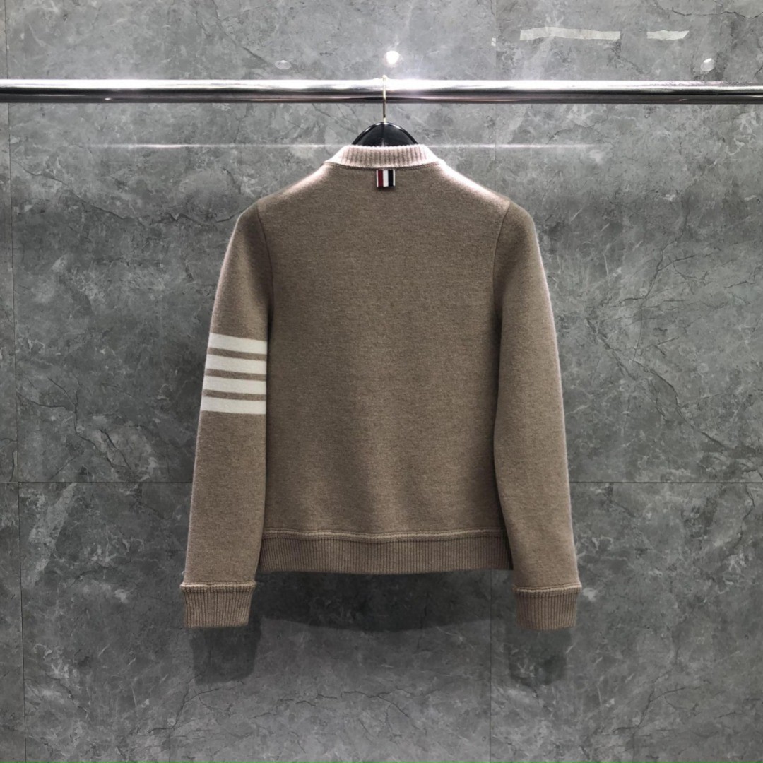 THOM BROWNE 羊毛针织拼接羽绒外套 夹克 长袖 女款 白色 卡其色