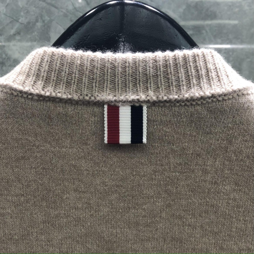 THOM BROWNE 羊毛针织拼接羽绒外套 夹克 长袖 女款 白色 卡其色