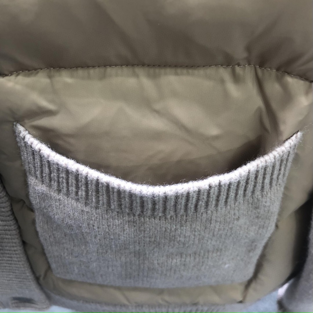 THOM BROWNE 羊毛针织拼接羽绒外套 夹克 长袖 女款 白色 卡其色