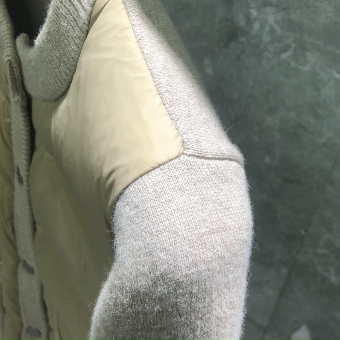 THOM BROWNE 羊毛针织拼接羽绒外套 夹克 长袖 女款 白色 卡其色