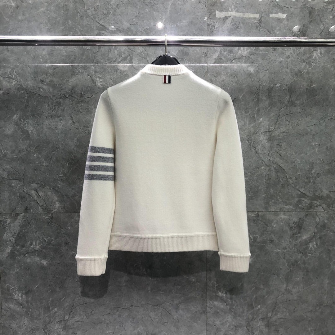 THOM BROWNE 羊毛针织拼接羽绒外套 夹克 长袖 女款 白色 卡其色