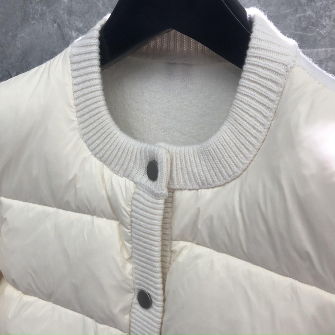 THOM BROWNE 羊毛针织拼接羽绒外套 夹克 长袖 女款 白色 卡其色