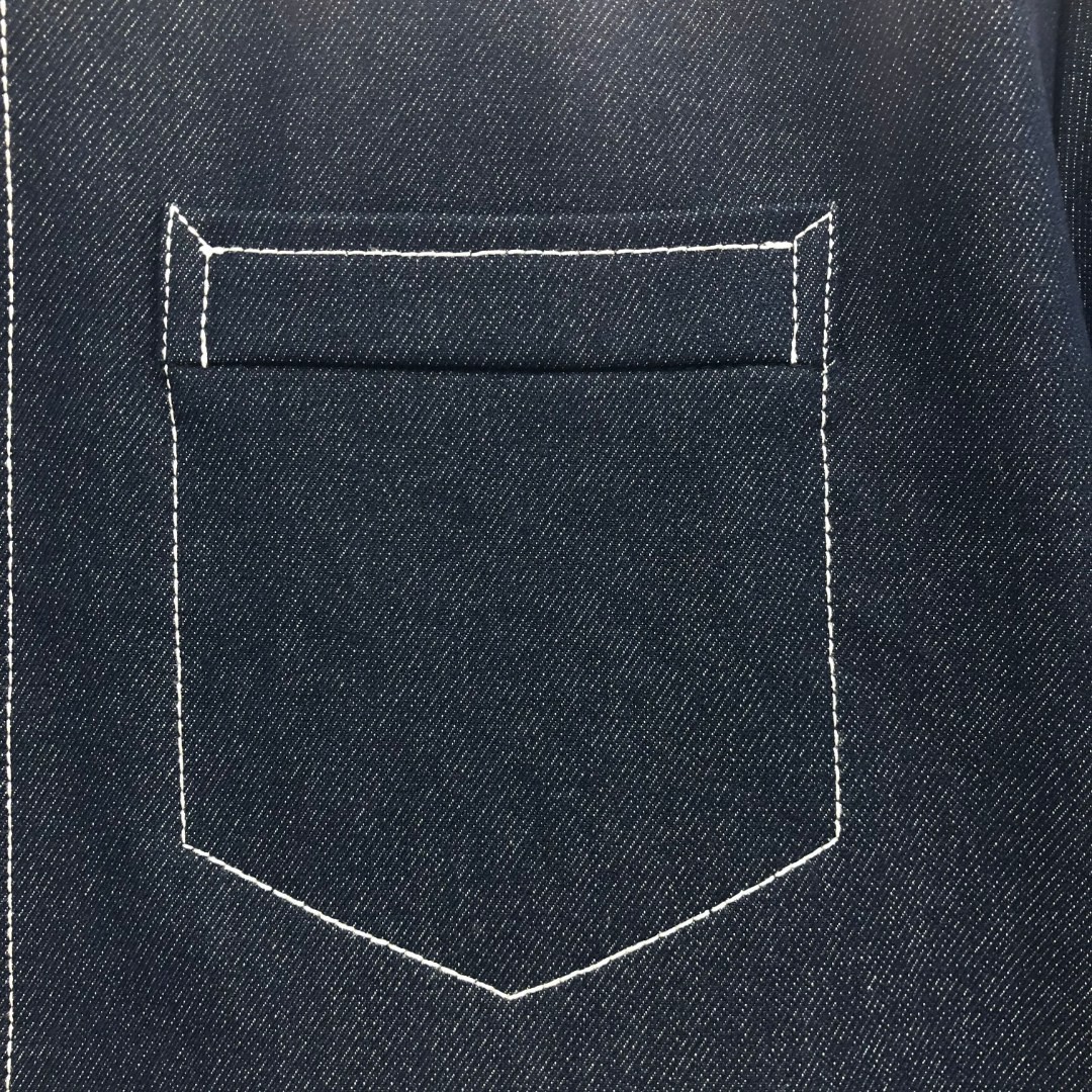 THOM BROWNE 纯色多口袋明线牛仔外套 夹克 长袖 浅蓝色 深蓝色M MJU555A-F0164-415