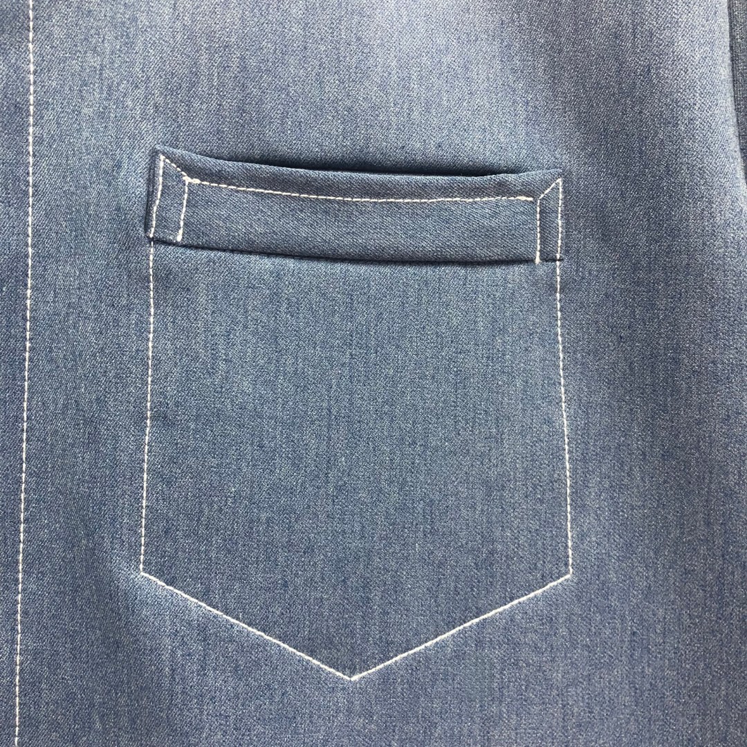 THOM BROWNE 纯色多口袋明线牛仔外套 夹克 长袖 浅蓝色 深蓝色M MJU555A-F0164-415