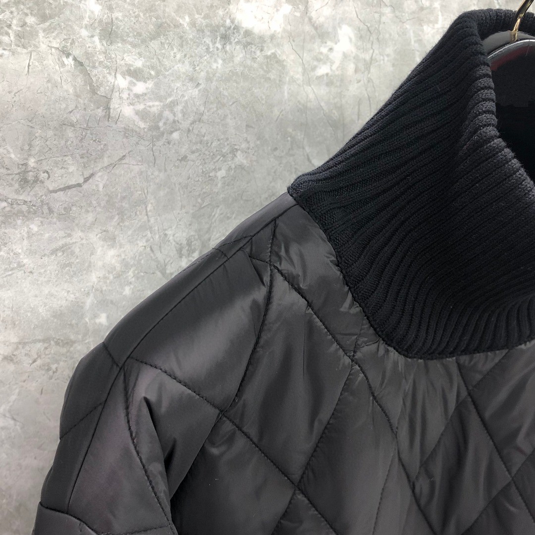 THOM BROWNE 白色四条杠高领菱格纹棉服 外套 长袖 保暖 灰色 黑色