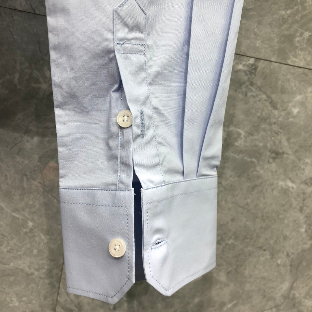 THOM BROWNE 小狗刺绣图案短款衬衫 外套 长袖 蓝色 白色