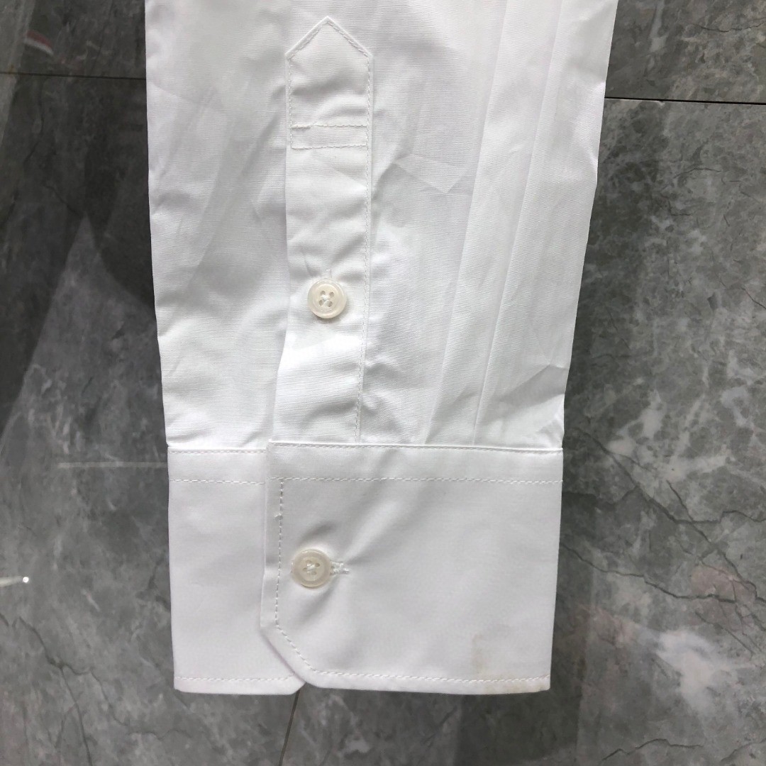 THOM BROWNE 小狗刺绣图案短款衬衫 外套 长袖 蓝色 白色