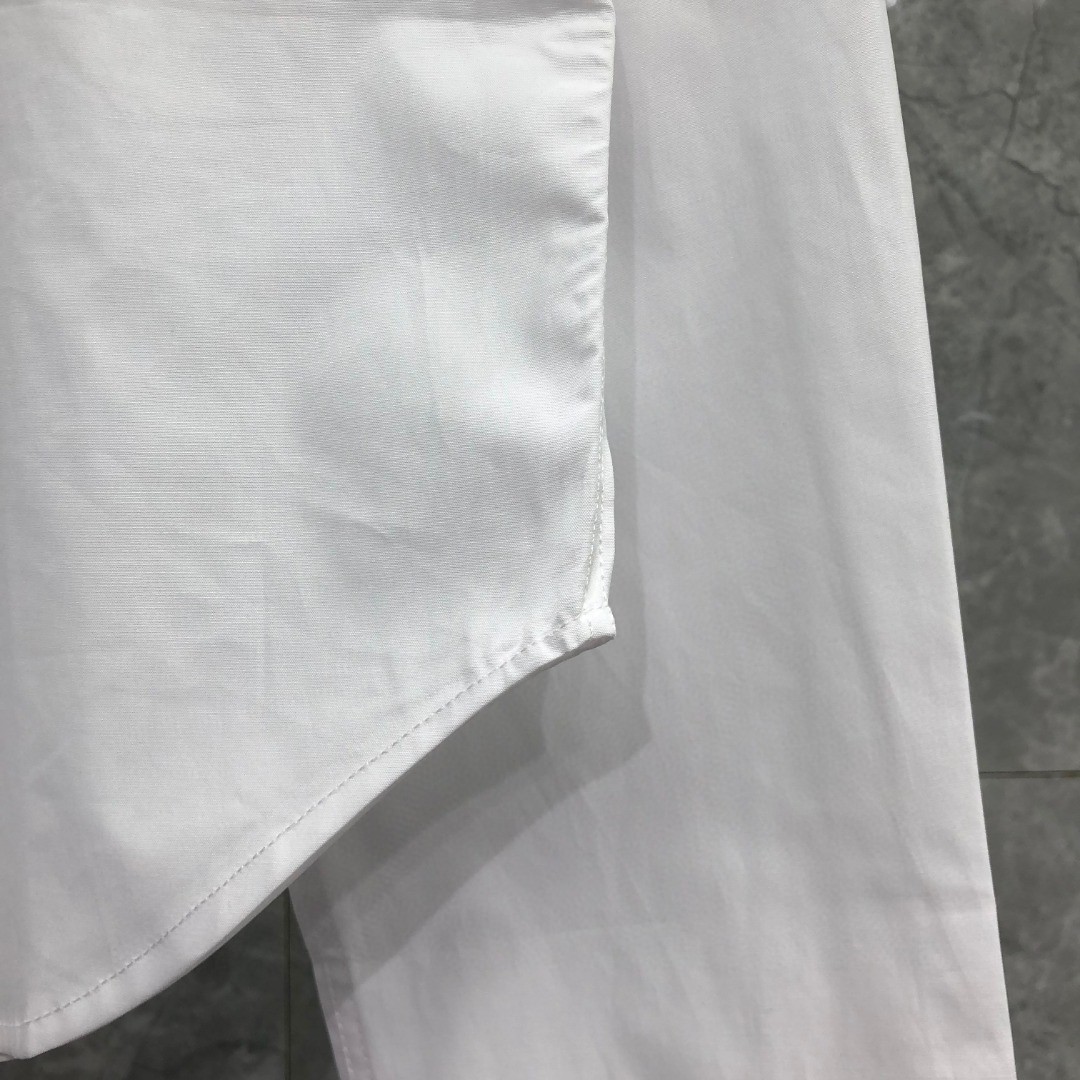 THOM BROWNE 小狗刺绣图案短款衬衫 外套 长袖 蓝色 白色