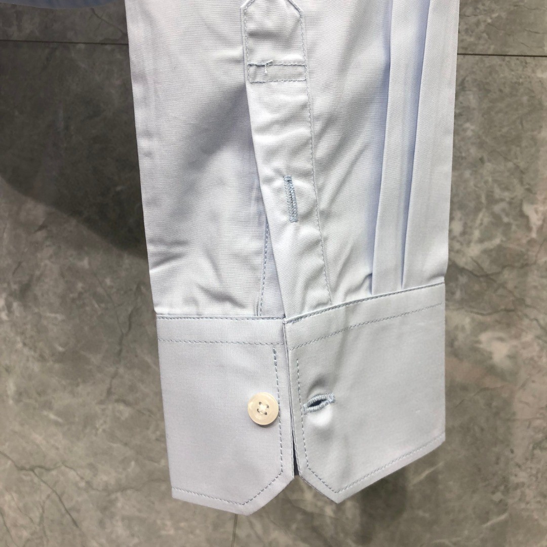 THOM BROWNE 纯色贴标短款衬衫 外套 长袖 女款 蓝色 白色 FLL164A03113480