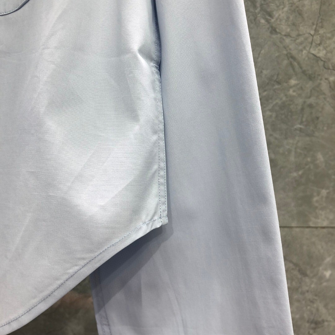 THOM BROWNE 纯色贴标短款衬衫 外套 长袖 女款 蓝色 白色 FLL164A03113480