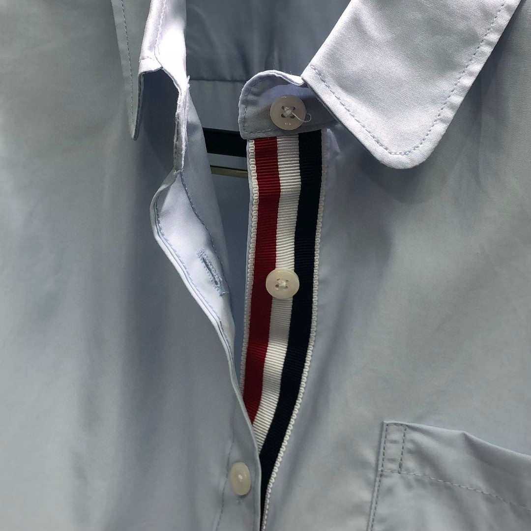 THOM BROWNE 纯色贴标短款衬衫 外套 长袖 女款 蓝色 白色 FLL164A03113480