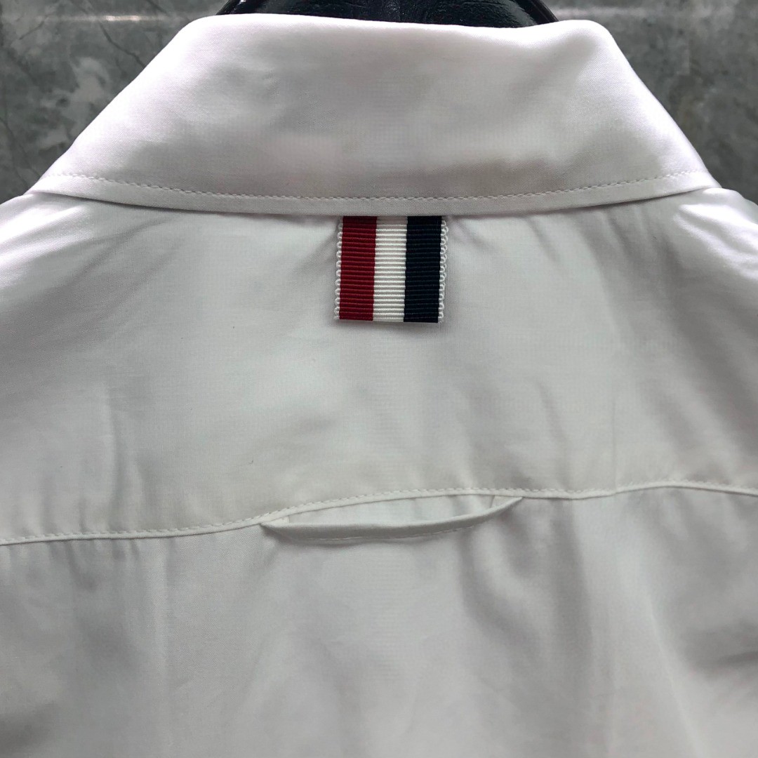 THOM BROWNE 纯色贴标短款衬衫 外套 长袖 女款 蓝色 白色 FLL164A03113480